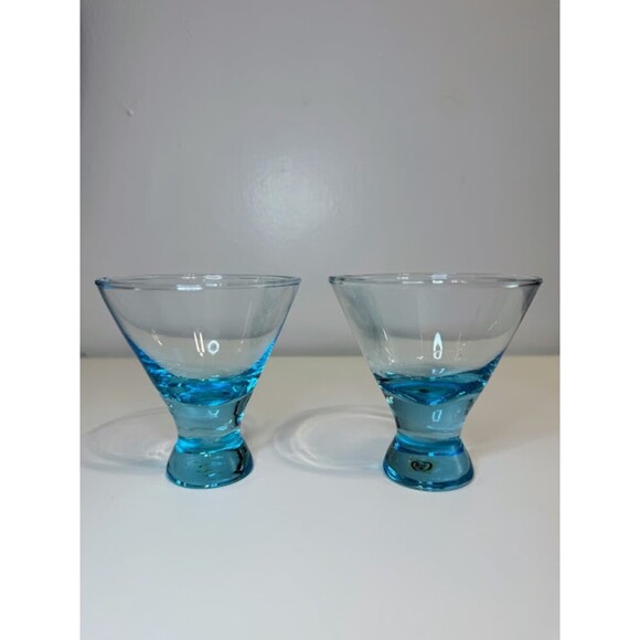 Other - Set of 2 Aqua Blue Stemless Martini Glasses